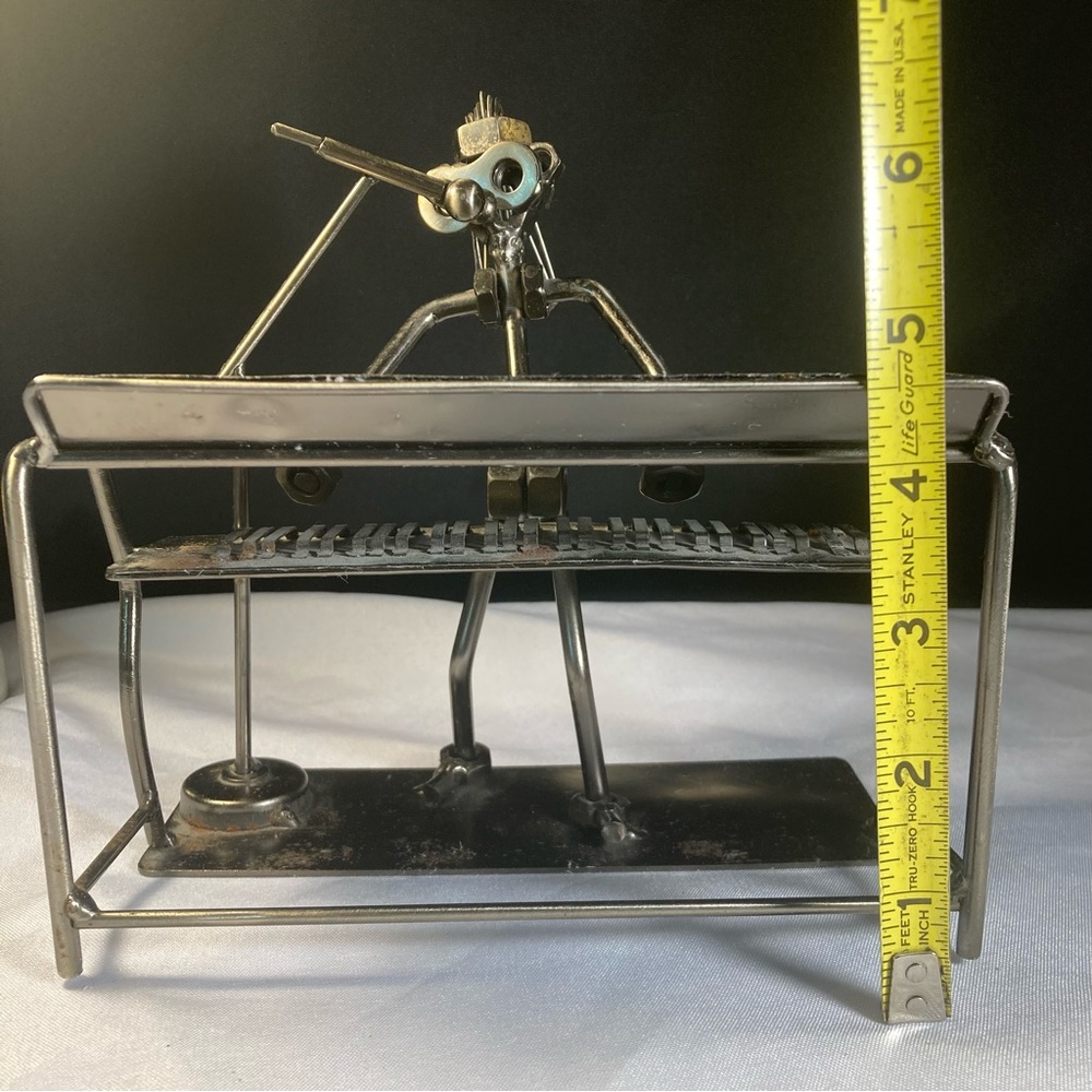 Nuts & Bolts Metal Art Sculpture - Keyboardist Musician Playing Dual Keyboards